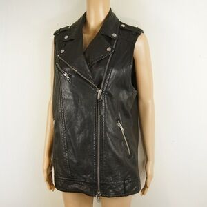 Mackage Black Lamb Leather Biker Vest Jacket